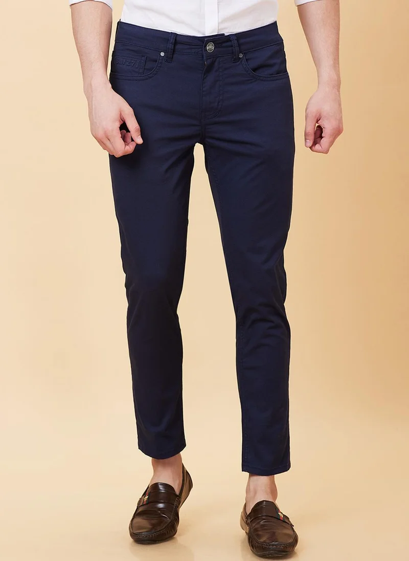 Men Slim Fit Mid-Rise Trouser