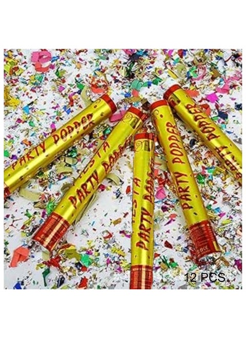 12 Pcs of 40 cm Party Poppers with Multicolor Confetti For Birthday And Graduation Party Celebration