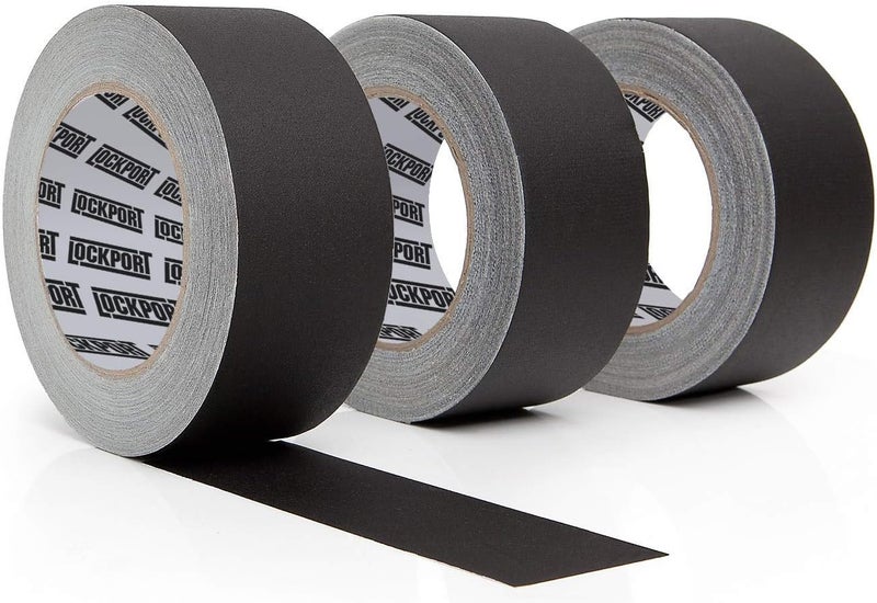 Lockport Black Gaffers Tape - 3 Pack, 30 Yards & 2 Inch Wide, Waterproof Matte Cloth Fabric for Photography and Filming - Image 1
