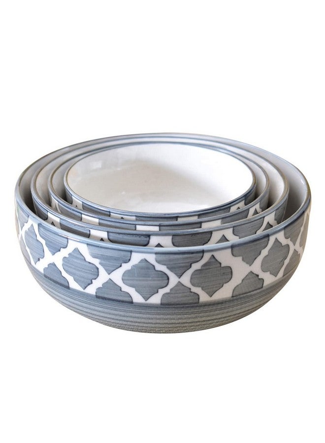 Kunhar Ceramic Mixing Bowl Set - 4 Pieces (1500ml, 800ml, 600ml, 400ml), Grey Umrao - Durable, Microwave & Dishwasher Safe - Ideal for Mixing, Serving & Storage - Image 3