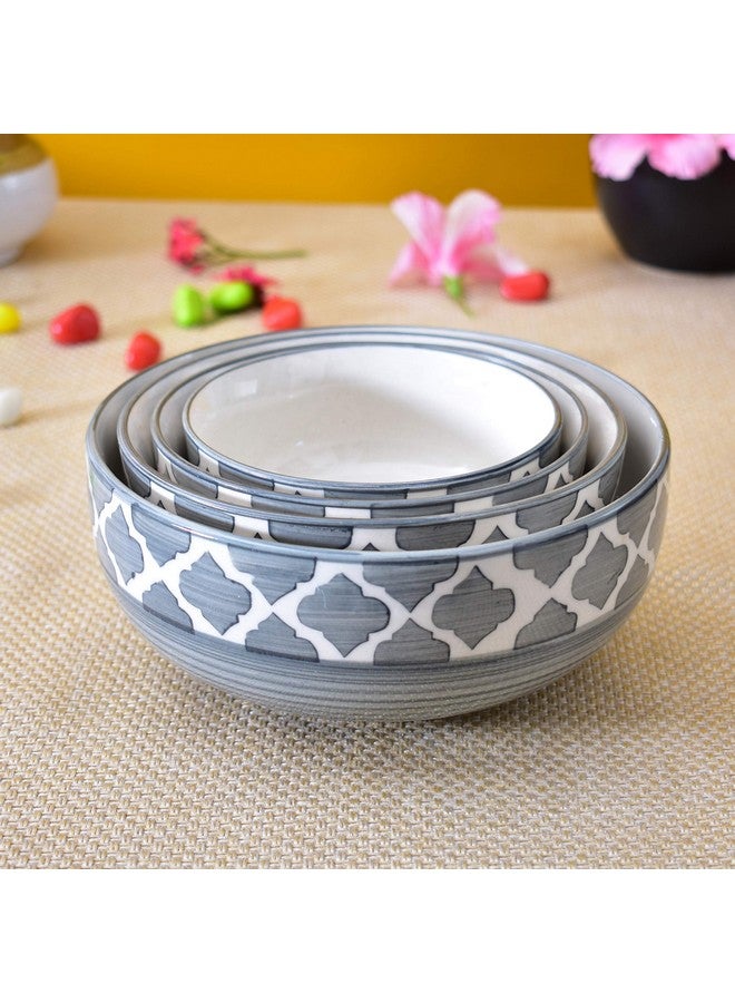 Kunhar Ceramic Mixing Bowl Set - 4 Pieces (1500ml, 800ml, 600ml, 400ml), Grey Umrao - Durable, Microwave & Dishwasher Safe - Ideal for Mixing, Serving & Storage - Image 5