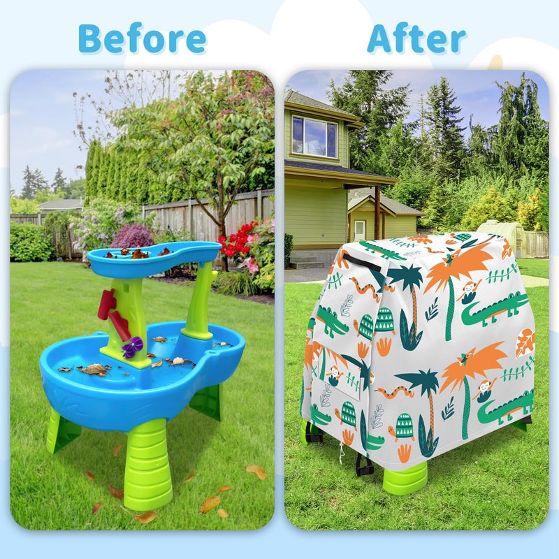 Infowush Kids Water Table Cover for Step 2 Rain Showers Splash Pond Water Table, Outdoor Play Toys Cover for Water Table for Toddlers 1-3 Waterproof Dust Proof Anti-UV-Cover onlyï¼ˆDï¼‰ - Image 5