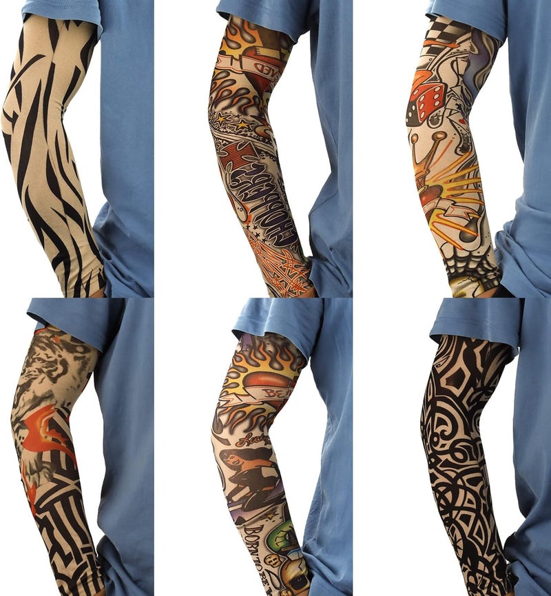YARIEW 6pcs Temporary Tattoo Sleeves, 6pcs Set Arts Temporary Fake Slip On Tattoo Arm Sleeves Kit - Image 3