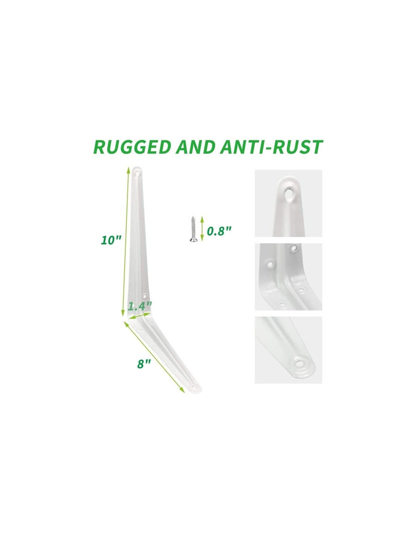 ROBUSTLINE Robustline 24 Pcs White Shelf Brackets 10" x 12" Inch, Heavy Duty L Bracket Corner Brace Support, Metal Joint Angle Bracket for Hanging, Floating Shelves Bracket for Shelf.  - Image 3