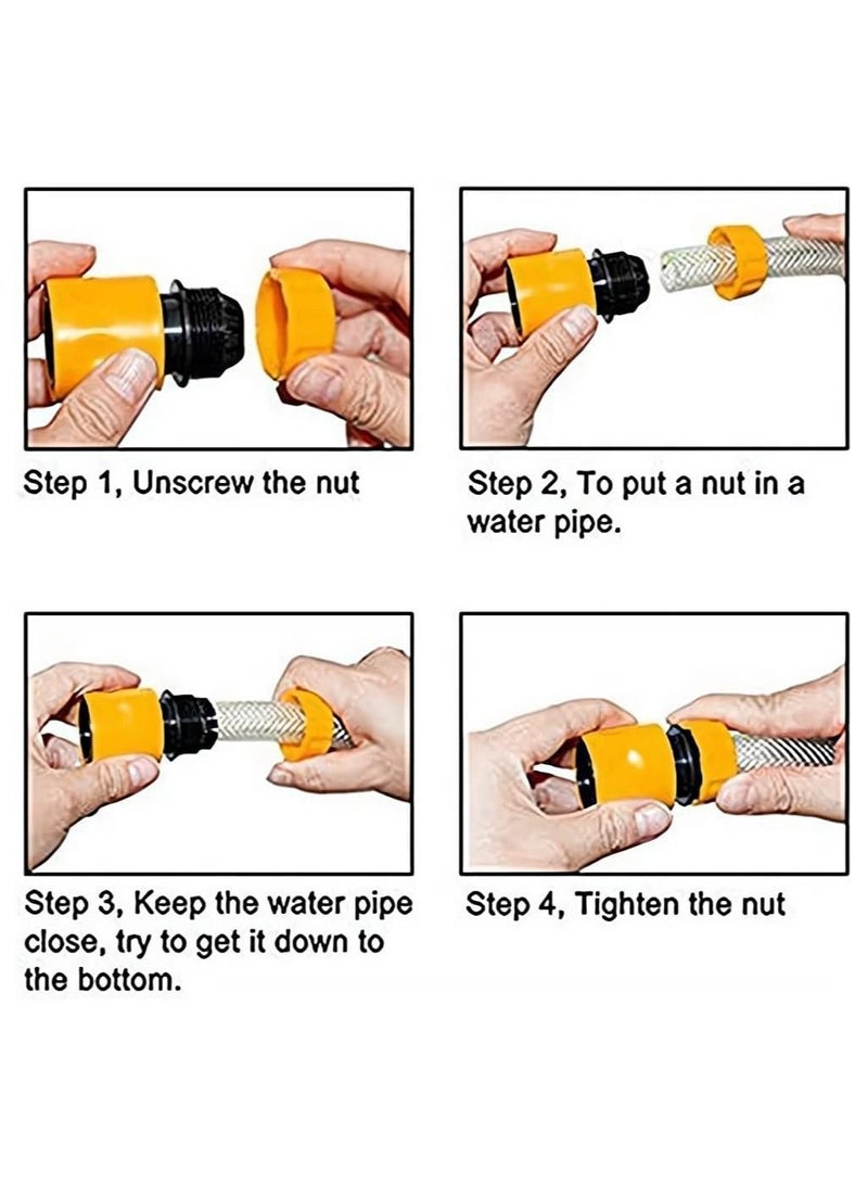 DELFINO 6 Pack Quick Connect Hose End Connectors for 1/2 Inch Hosepipe - Ideal for Garden Irrigation, Yellow Adaptor Fittings - Image 3