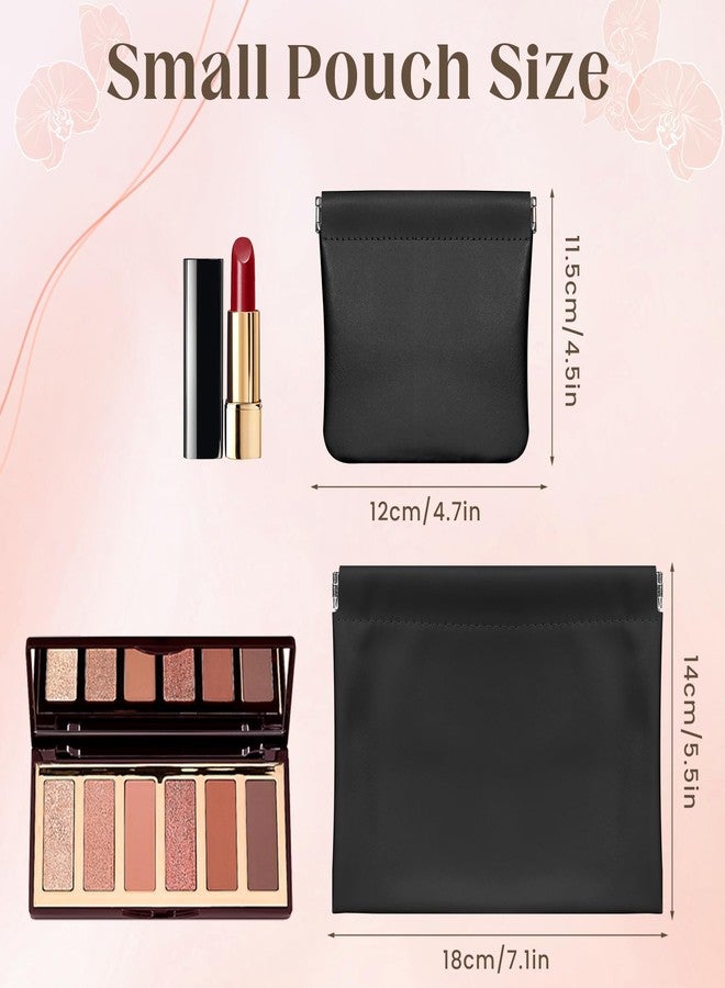 ISKYBOB 4PCS Small Makeup Bag for Purse, Waterproof Lambskin Pocket Cosmetic Bag for Women Squeeze Top Coin Purse Snap Closure Onavee Organizer Pouch Mini Self-Closing Leather Pouchic for Travel - Image 2