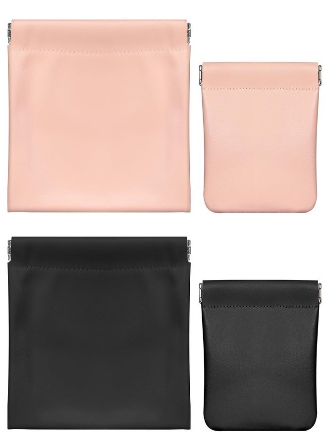 ISKYBOB 4PCS Small Makeup Bag for Purse, Waterproof Lambskin Pocket Cosmetic Bag for Women Squeeze Top Coin Purse Snap Closure Onavee Organizer Pouch Mini Self-Closing Leather Pouchic for Travel - Image 1
