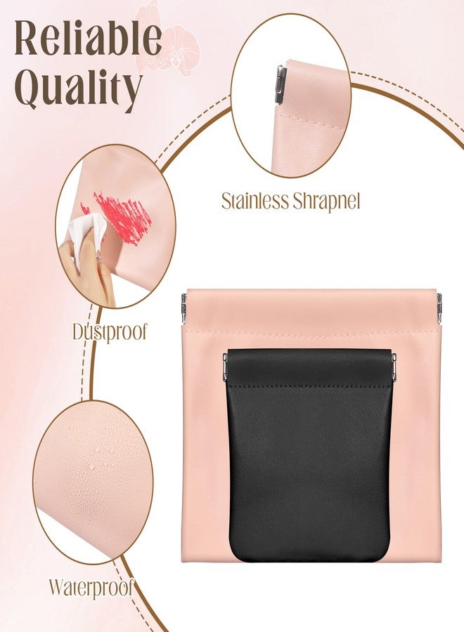 ISKYBOB 4PCS Small Makeup Bag for Purse, Waterproof Lambskin Pocket Cosmetic Bag for Women Squeeze Top Coin Purse Snap Closure Onavee Organizer Pouch Mini Self-Closing Leather Pouchic for Travel - Image 3
