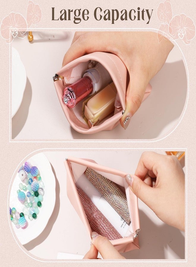 ISKYBOB 4PCS Small Makeup Bag for Purse, Waterproof Lambskin Pocket Cosmetic Bag for Women Squeeze Top Coin Purse Snap Closure Onavee Organizer Pouch Mini Self-Closing Leather Pouchic for Travel - Image 5