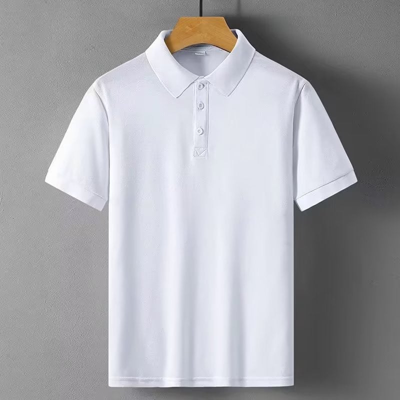 9 Color Lapel Short Sleeve T-Shirt Summer Mens POLO Shirt Loose plus size Solid Color Advertising Tooling Printing Logo Work Clothes White 