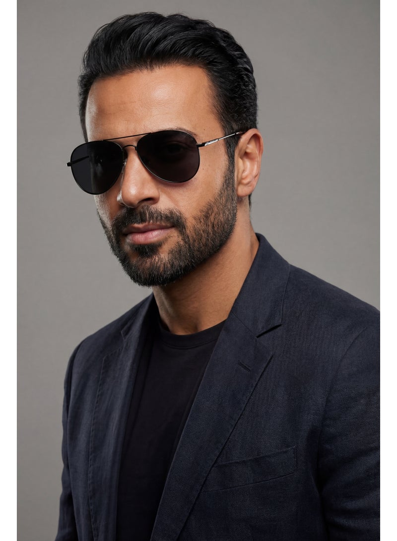 تصميم زينس نظارة شمسية رجالية بتصميم طيار، بعدسات مستقطبة، حماية من الأشعة فوق البنفسجية، خفيفة الوزن للقيادة، إطار معدني أسود، عدسات سوداء - Image 5