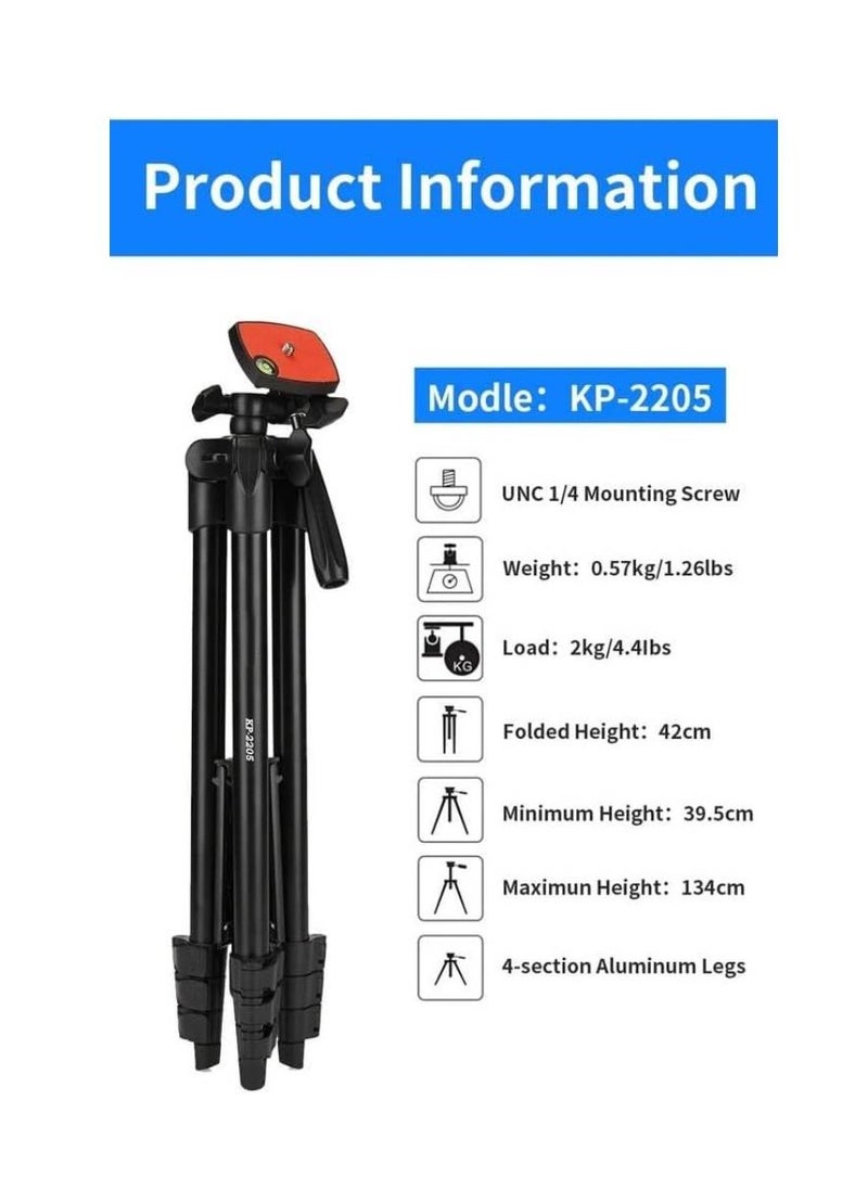 Generic - KP2205 Travel Tripod Mobile Phone Holder Telescopic Camera Mount Tripod Stand - Image 1