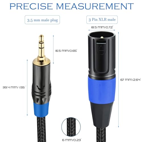 JOMLEY 3.5mm to XLR Balanced Cable, Regular XLR Male to 1/8 inch Mini Jack Cable Adapter Mono Audio Cord for Cell Phone, Laptop, Speaker, Mixer -1ft - Image 4
