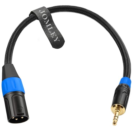JOMLEY 3.5mm to XLR Balanced Cable, Regular XLR Male to 1/8 inch Mini Jack Cable Adapter Mono Audio Cord for Cell Phone, Laptop, Speaker, Mixer -1ft - Image 1