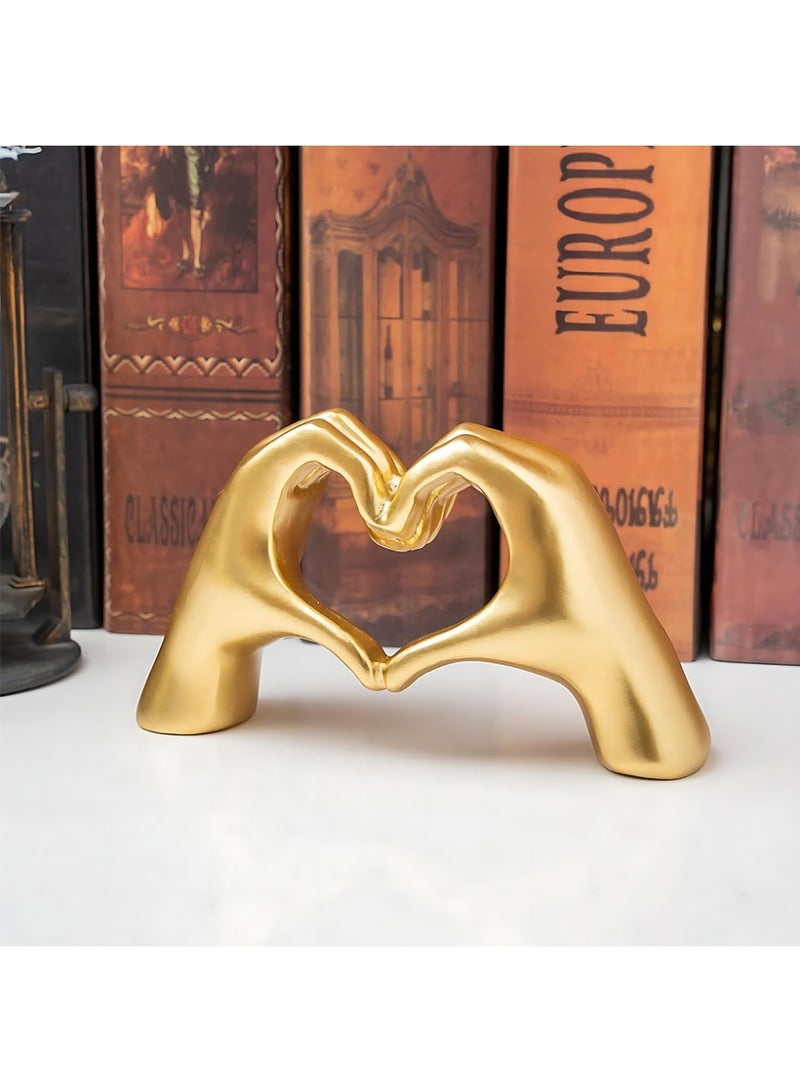 CLAVON Small Heart Hands Sculpture Decor for Living Room Bedroom Bookshelf Coffe Table and Office Display, Love Finger Statue Modern Aesthetic Home Decor, Unique Gift for Wedding Christmas Birthday (Gold) - Image 5