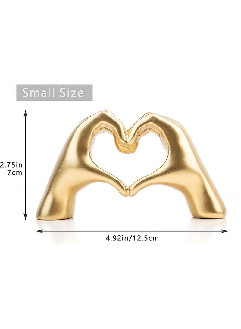 CLAVON Small Heart Hands Sculpture Decor for Living Room Bedroom Bookshelf Coffe Table and Office Display, Love Finger Statue Modern Aesthetic Home Decor, Unique Gift for Wedding Christmas Birthday (Gold) - Image 4