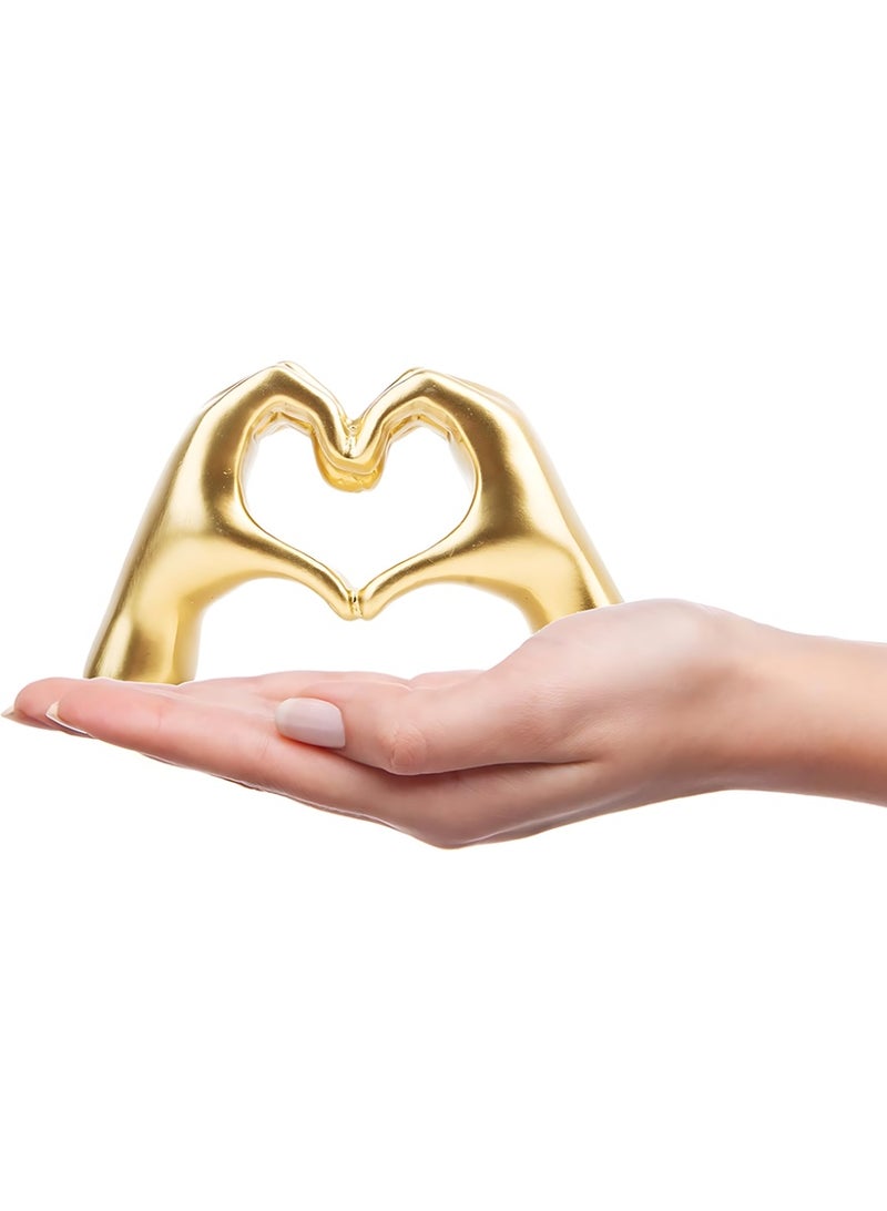 CLAVON Small Heart Hands Sculpture Decor for Living Room Bedroom Bookshelf Coffe Table and Office Display, Love Finger Statue Modern Aesthetic Home Decor, Unique Gift for Wedding Christmas Birthday (Gold) - Image 1