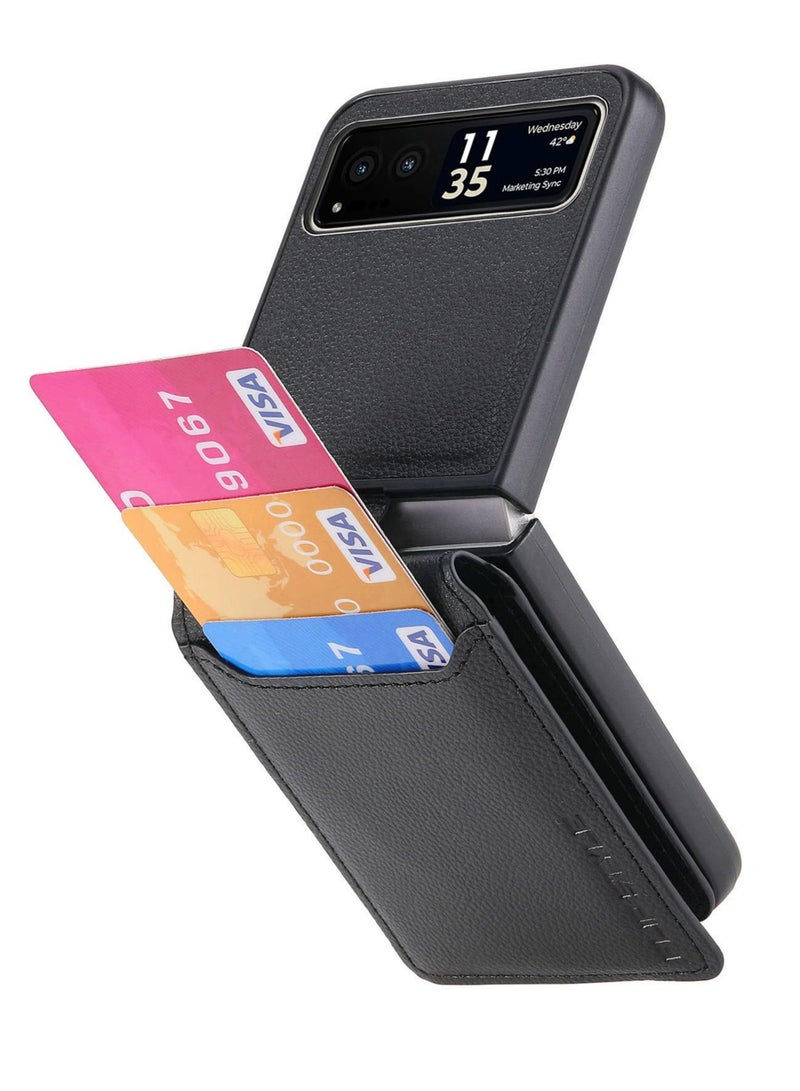 KASTWAVE Wallet Case Compatible with Motorola Razr+ 2023, PU Leather Protective Phone Case Kickstand Full Coverage Pocket Ring Case, Compatible for Motorola Razr+ 2023 Case - Image 4