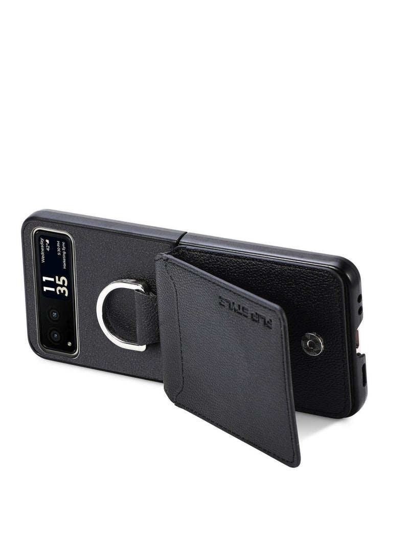 KASTWAVE Wallet Case Compatible with Motorola Razr+ 2023, PU Leather Protective Phone Case Kickstand Full Coverage Pocket Ring Case, Compatible for Motorola Razr+ 2023 Case - Image 5
