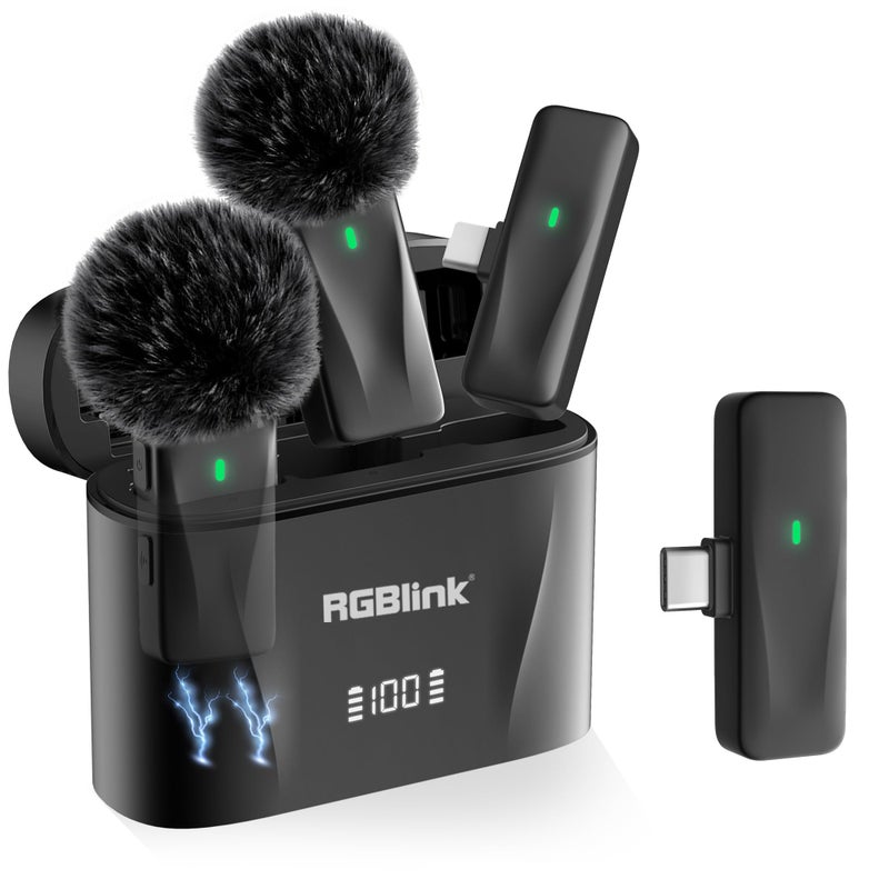 RGBlink Wireless Lavalier Microphone for iPhone 17,16,15 Pro Max, USB C Smartphone, Android - 2pcs Noise Canceling Wireless Clip on Lapel Mic for Recording Vlogging,Interview,Gifts for Content Creator - Image 1
