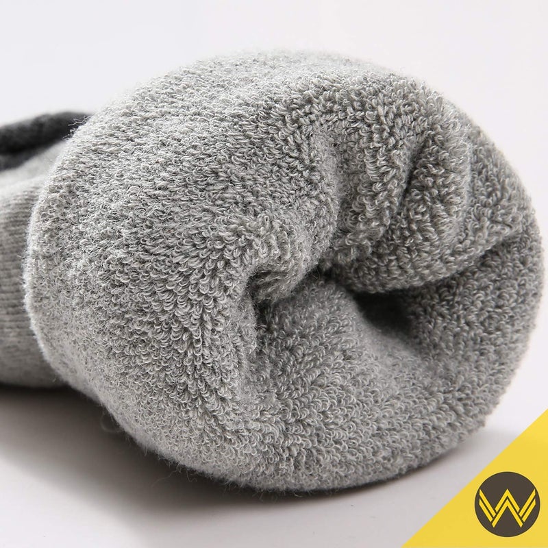 WANDER Men's Cushion Crew Socks 6-Pack Running Socks Men Cotton Athletic Sport Work Shoes Grey 9-12 - Image 2