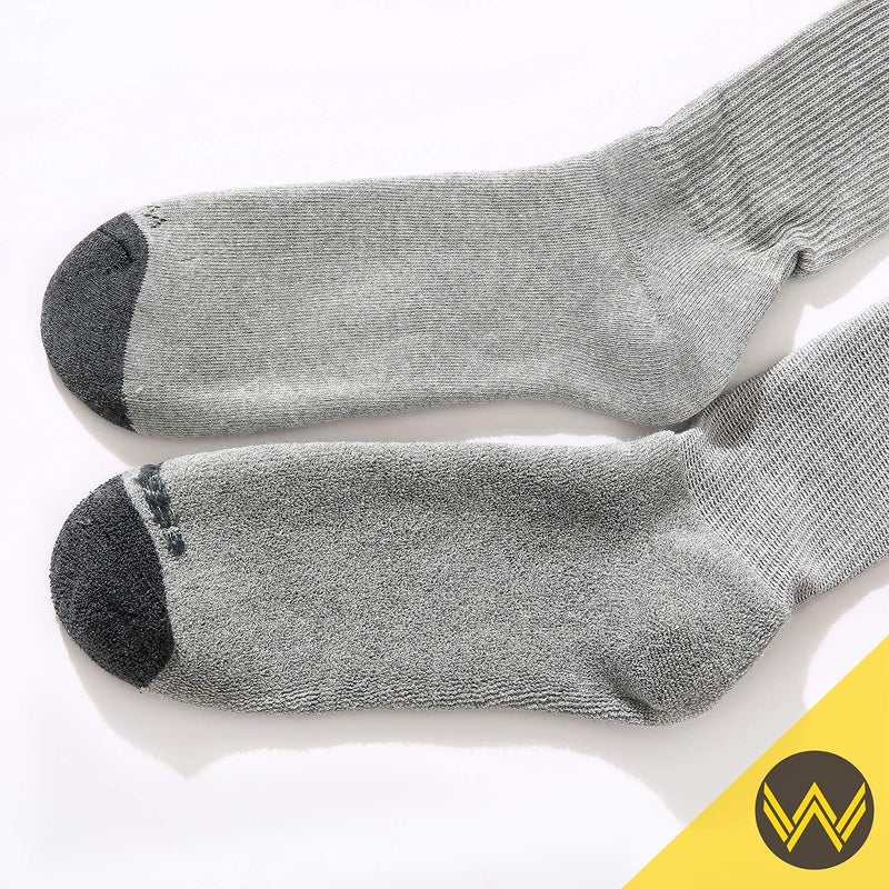 WANDER Men's Cushion Crew Socks 6-Pack Running Socks Men Cotton Athletic Sport Work Shoes Grey 9-12 - Image 3
