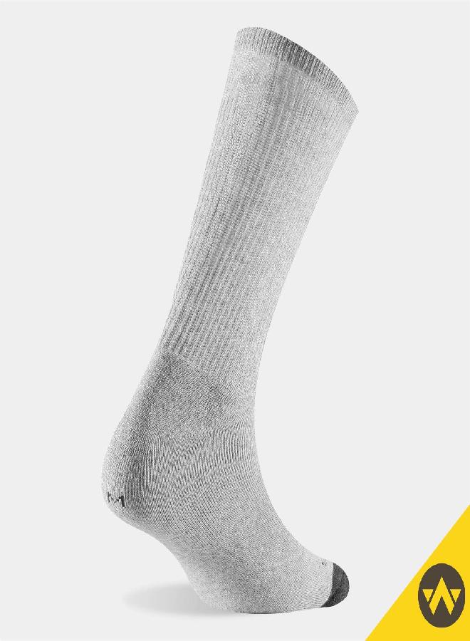 Wander WANDER Men's Cushion Crew Socks 6-Pack Running Socks Men Cotton Athletic Sport Work Shoes Grey 8-13 - Image 2