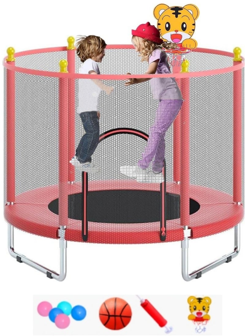 EHOME - Trampoline for Kids, Safety Enclosure Net and Basketball Hoop Toddler Trampoline, Indoor Outdoor Trampoline for Toddlers, Gifts for Children, Support 200KG - Image 1
