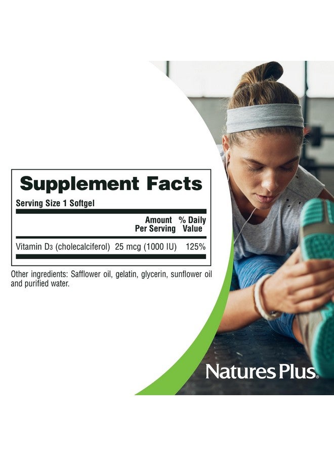 Natures Plus Vitamin D3 (Cholecalciferol) - 1000 iu, 180 Softgels - Nutritional Support for Healthy Bones & Immune System Support - Bioavailable Active Form - Gluten-Free - 180 Servings - Image 5