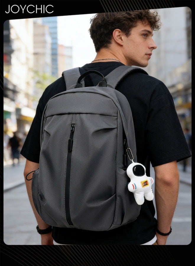 Joychic حقيبة ظهر يومية غير رسمية مضادة للسرقة من البوليستر مقاومة للماء بسعة كبيرة مع قلادة رائد فضاء رمادية - Image 1