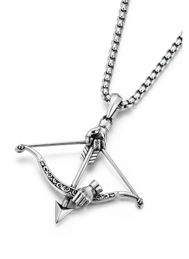 نيوترل روح الصيد——قلادة مجوهرات ثلاثية الأبعاد على شكل قوس وسهم شخصية متعددة الاستخدامات أسلوب عصري هيب هوب الشارع الرجعية الأوروبية والأمريكية العصرية للرجال والنساء سلسلة مفاتيح السيارة إكسسوارات شخصية قلادة (فضية عتيقة) - Image 2