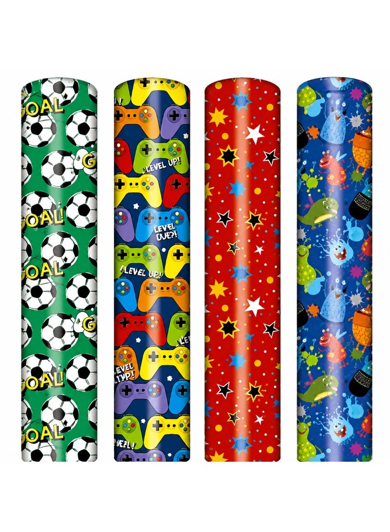 Tallon Roll Wrap Value 3M Male Design Assorted (4 Pcs) - Image 1