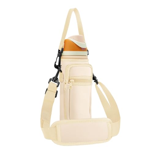 SLEILIN Neoprene Water Bottle Holder Bag with Cell Phone Pocket Compatible with Owala FreeSip 24 oz，Water Bottle Carrying Bag ，with Adjustable Shoulder Strap,for 24oz Stainless Steel Water Bottle - Image 1