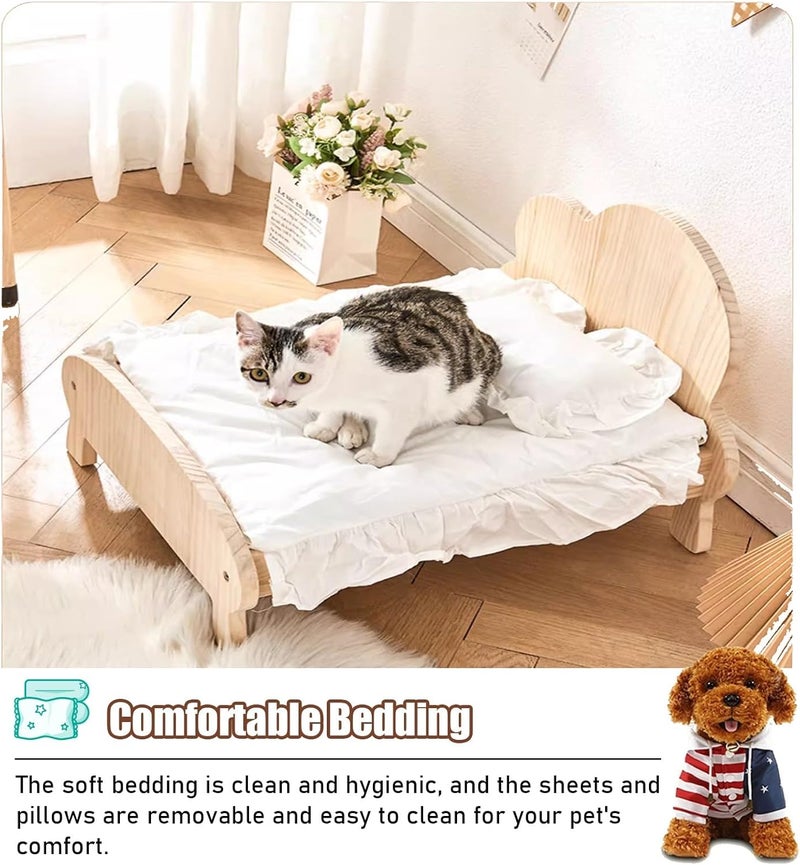 Dog Bed Cute Solid Pine Wood Frame Lifted Pet Bed, Curved All-Season Couch Dog Kennel Elevated, Waterproof Small/Medium Size Pet Gear Cot Furniture (Color : 4-with Bedding, Size : S-54 * 4 - Image 4