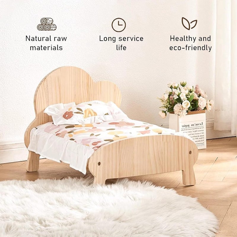 Dog Bed Cute Solid Pine Wood Frame Lifted Pet Bed, Curved All-Season Couch Dog Kennel Elevated, Waterproof Small/Medium Size Pet Gear Cot Furniture (Color : 4-with Bedding, Size : S-54 * 4 - Image 5