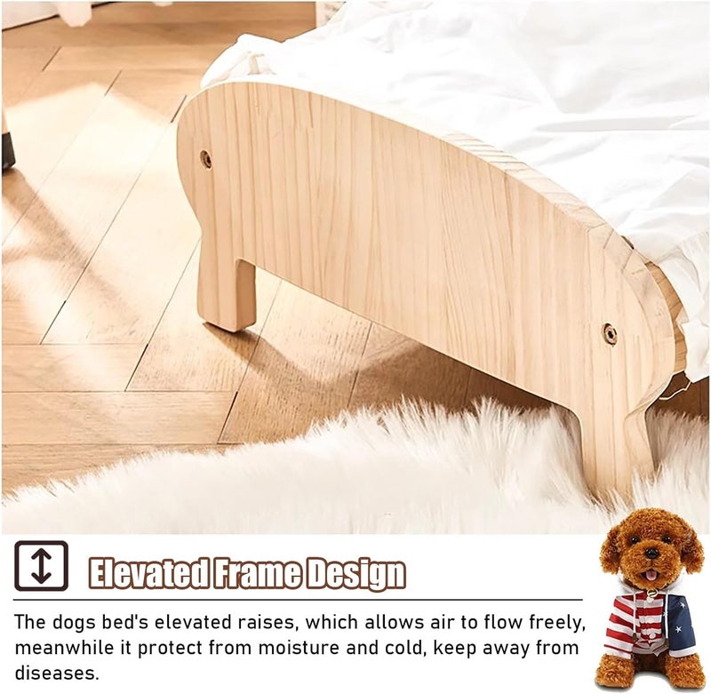 Dog Bed Cute Solid Pine Wood Frame Lifted Pet Bed, Curved All-Season Couch Dog Kennel Elevated, Waterproof Small/Medium Size Pet Gear Cot Furniture (Color : 4-with Bedding, Size : S-54 * 4 - Image 3