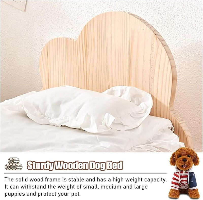 Dog Bed Cute Solid Pine Wood Frame Lifted Pet Bed, Curved All-Season Couch Dog Kennel Elevated, Waterproof Small/Medium Size Pet Gear Cot Furniture (Color : 4-with Bedding, Size : S-54 * 4 - Image 2