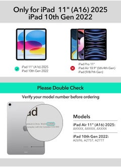 T I G O iPad 11th (A16, 2025) & 10.9 Inch 10th Gen Case with Pencil Holder 2022 Clear Transparent Back Shell Trifold Protective cover Shockproof Cover for 2022 iPad 10th Gen A2696 A2757 A2777 Black  - Image 2