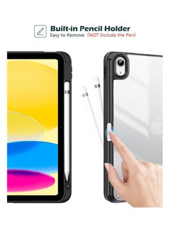 T I G O iPad 11th (A16, 2025) & 10.9 Inch 10th Gen Case with Pencil Holder 2022 Clear Transparent Back Shell Trifold Protective cover Shockproof Cover for 2022 iPad 10th Gen A2696 A2757 A2777 Black  - Image 3