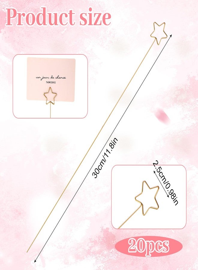Shimmeroo 20Pcs Star Picture Holders for Centerpieces,Gift Card Bouquet Flower Card Holder Stick Place Photo Centerpieces for Table Flower Arrangement Valentine's Day(Gold - Image 2