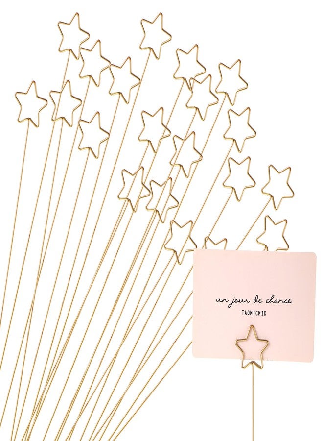 Shimmeroo 20Pcs Star Picture Holders for Centerpieces,Gift Card Bouquet Flower Card Holder Stick Place Photo Centerpieces for Table Flower Arrangement Valentine's Day(Gold - Image 1