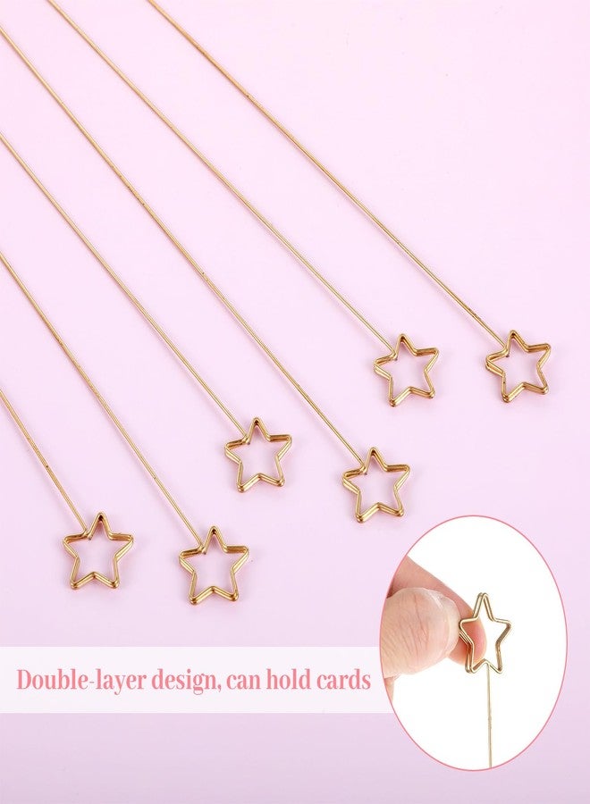 Shimmeroo 20Pcs Star Picture Holders for Centerpieces,Gift Card Bouquet Flower Card Holder Stick Place Photo Centerpieces for Table Flower Arrangement Valentine's Day(Gold - Image 3