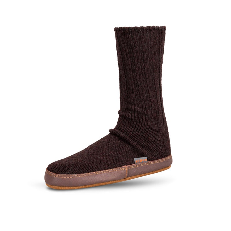 Acorn Unisex Slipper Socks Flexible Cloud Cushion Footbed with a Suede Sole MidCalf Length Raisin 1112 US Women