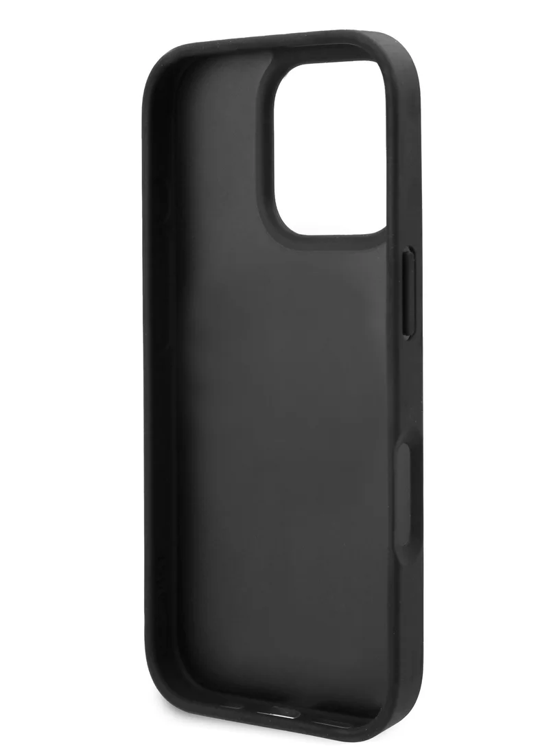 Karl Lagerfeld iPhone 16 Pro Case PU Hard Cover with Karl Lagerfeld Hot Stamp / Damage and Scratch Protection/ Comfortable Grip - Black