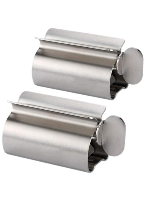 Set of 2 Toothpaste Squeezer Rollers, Metal Toothpaste Tube Wringer Seat Holder Stand