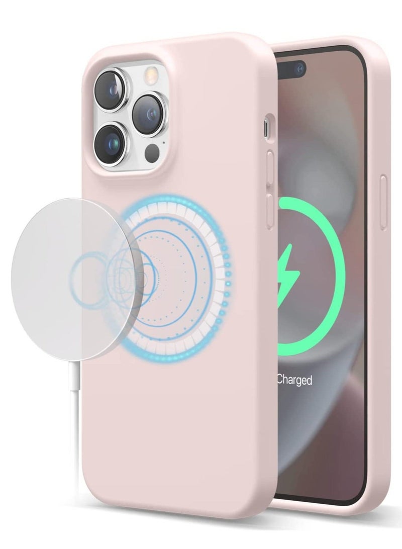 MUNTAQI Silicone for iPhone 14 Pro MAX case cover Shockproof compatible with MagSafe - Lovely Pink - Image 1