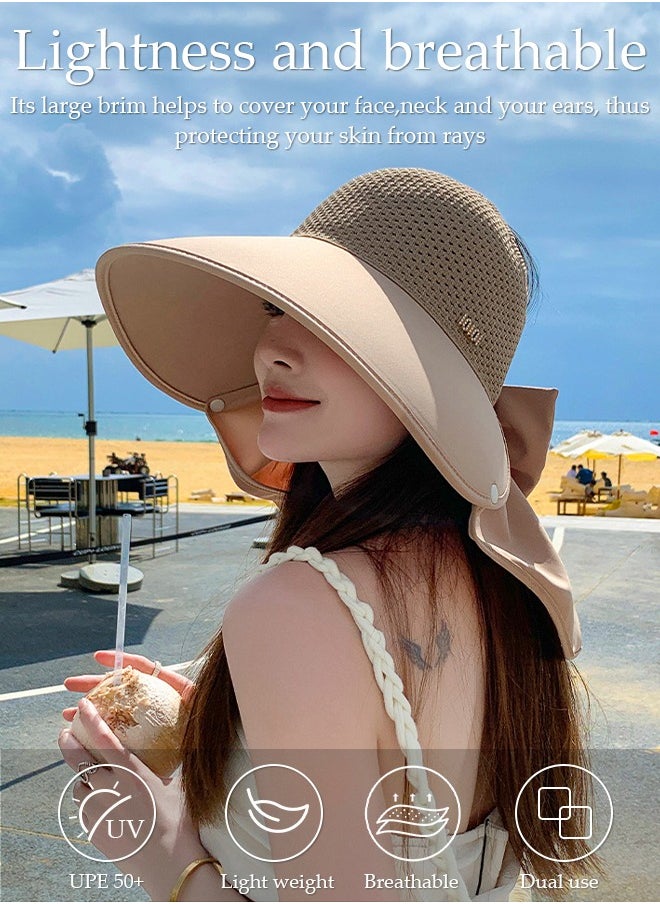 DUNISO - Women's Summer Solstice Fashion Sunhat Wide Brim Big Shawl UV Protection UPF50+ Summer Beach hat For Outdoor Activities Beach Travel - Image 1