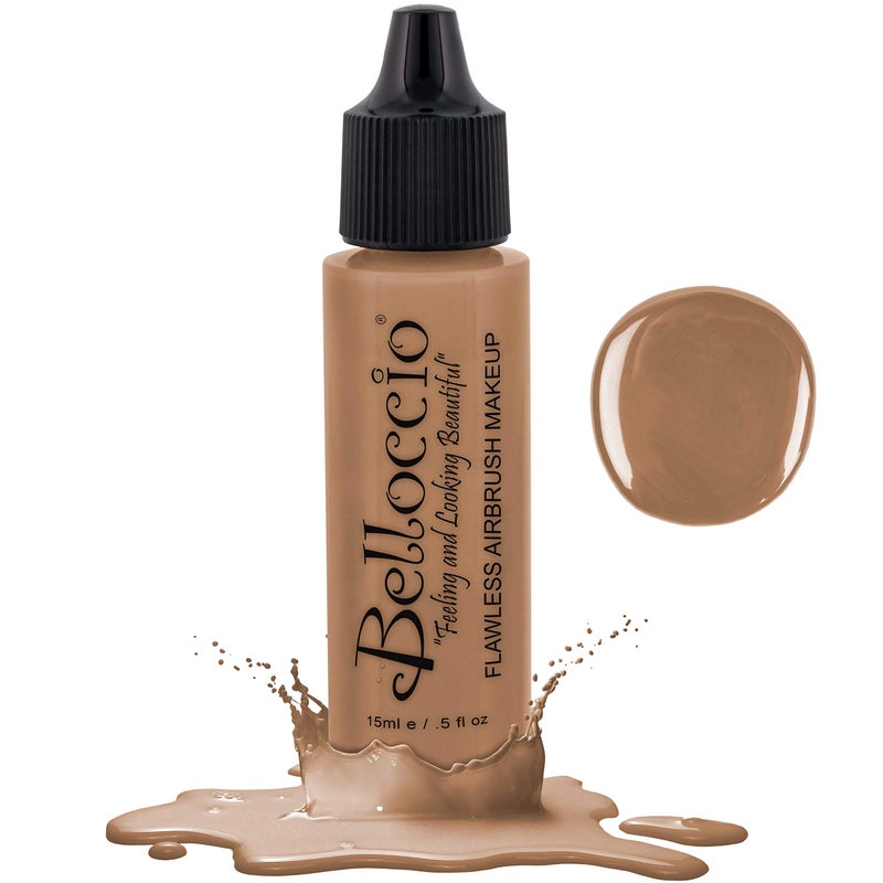 Belloccio's Professional Cosmetic Airbrush Makeup Foundation 1/2oz Bottle: Cappuccino- Medium with Olive Undertones - Image 1