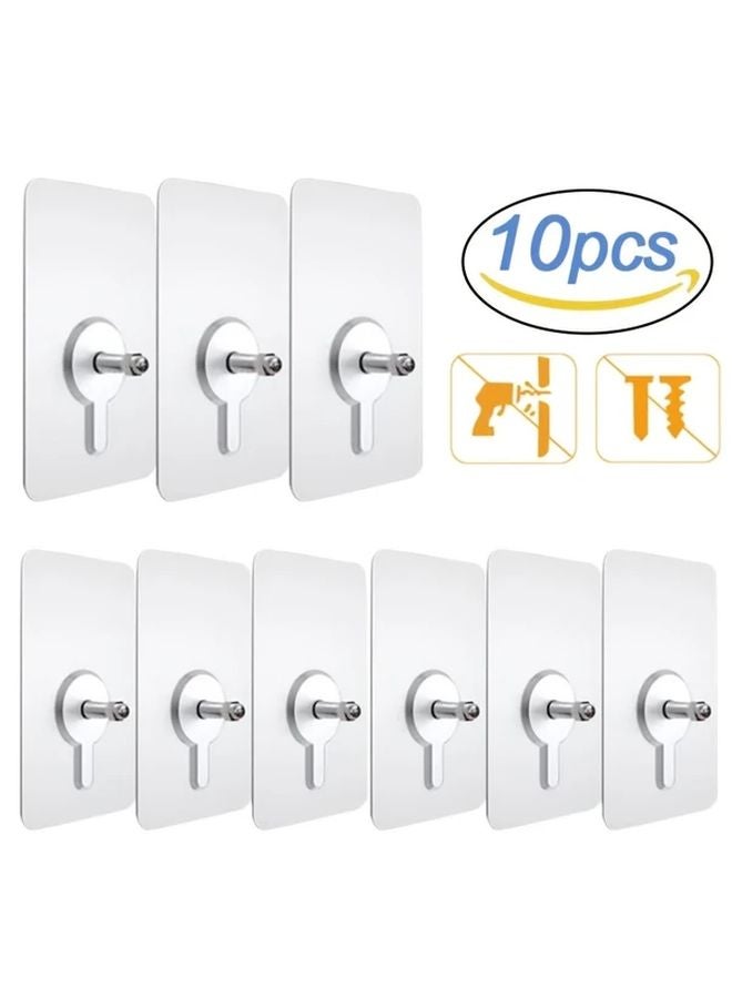 10 Pack Clear Plastic Shelf Hooks 22 05lb Load Capacity Easy Screwless Install 0 39in - Image 1
