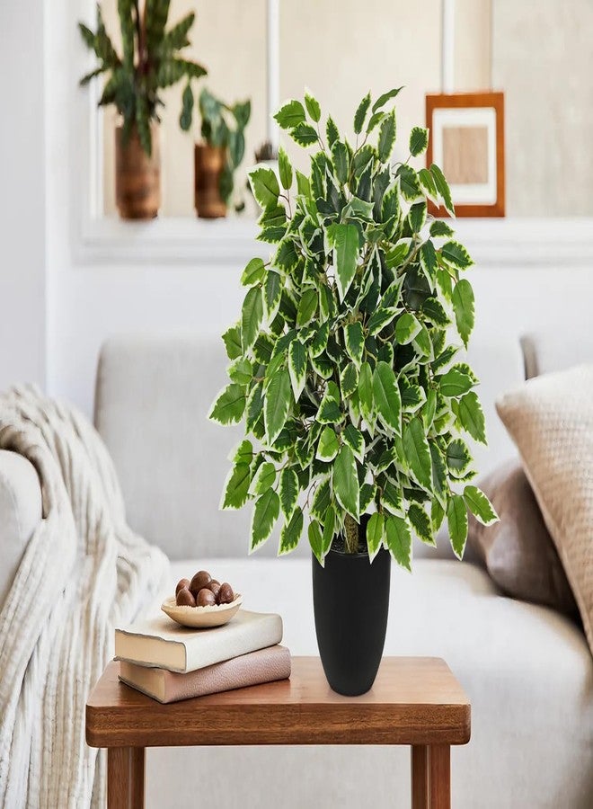 GnFlus Fake Plant 19.6'' Small Artificial Plants Indoor Ficus Fake Potted Plant with 28 Branches Faux Tropical Silk Plants for Home Living Room Desk Office Table Kitchen Counter Shelf Décor - Image 3
